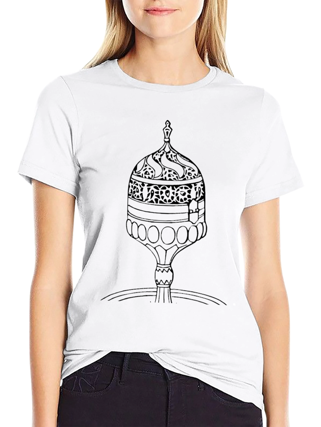Black T-Shirt with Fountain Graphic