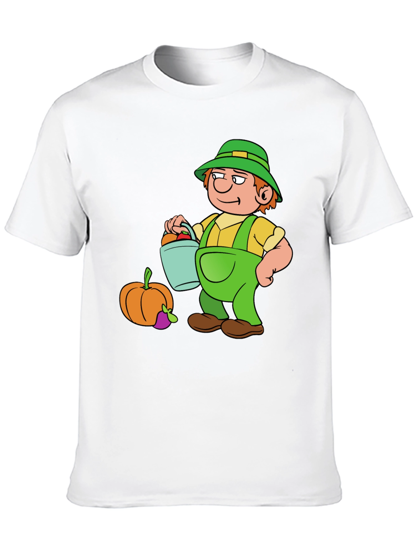 Cartoon Farmer Graphic T-Shirt - Black Cotton Tee