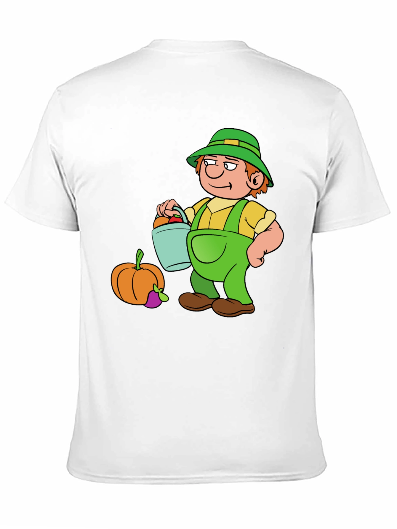 Cartoon Farmer Graphic T-Shirt - Black Cotton Tee