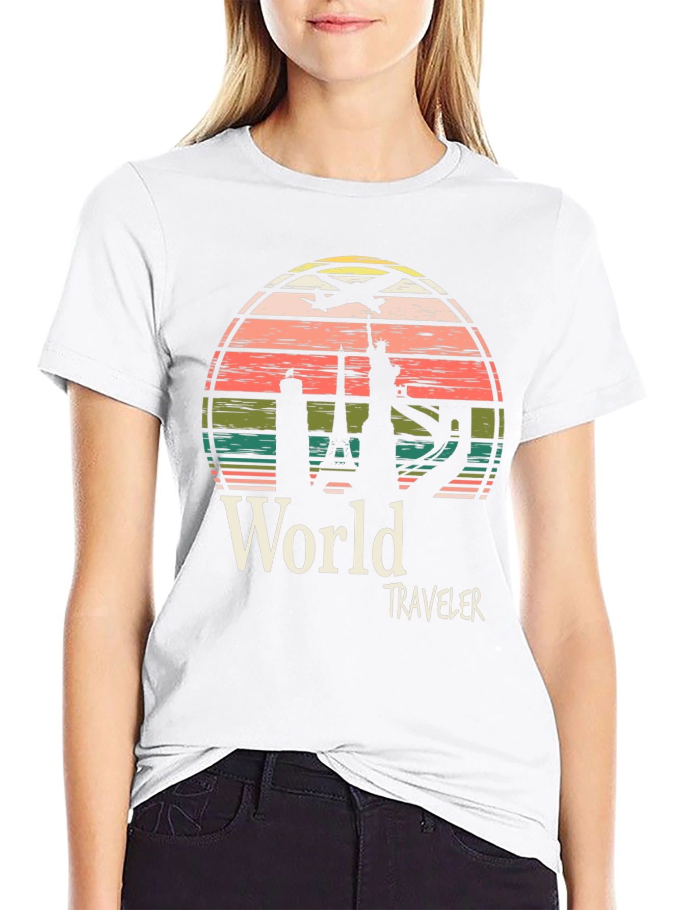 World Traveler Graphic Tee - Black Cotton T-Shirt
