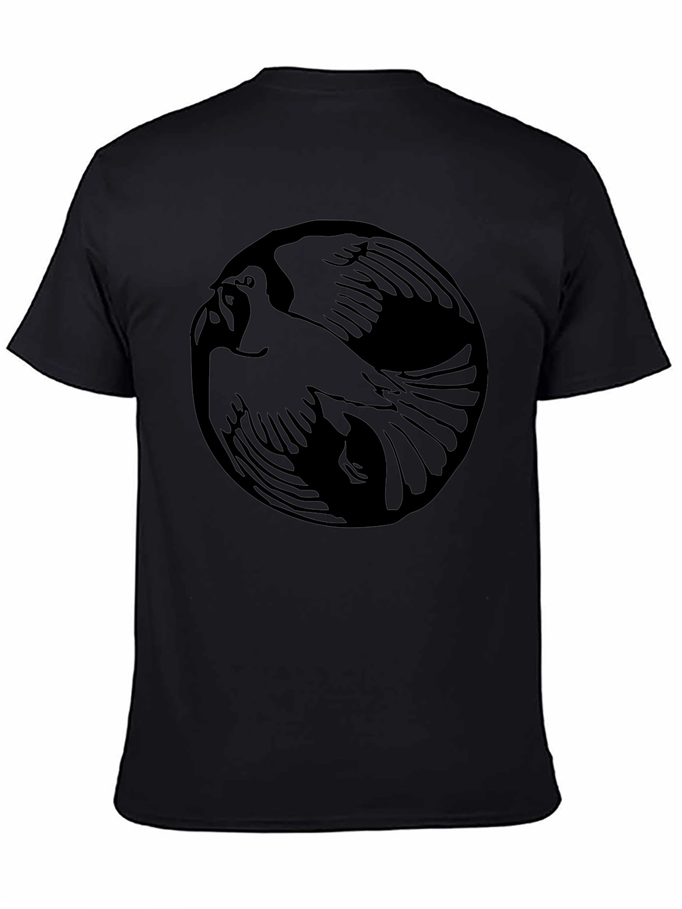 Raven Yin Yang Graphic Tee - Black Cotton Blend