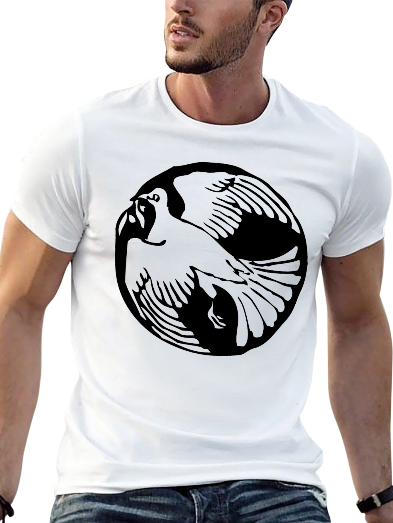 Raven Yin Yang Graphic Tee - Black Cotton Blend