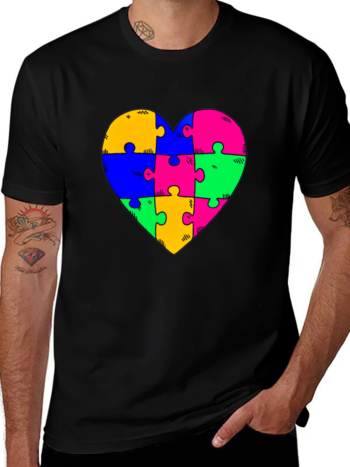 Autism Awareness Heart Puzzle Piece T-Shirt