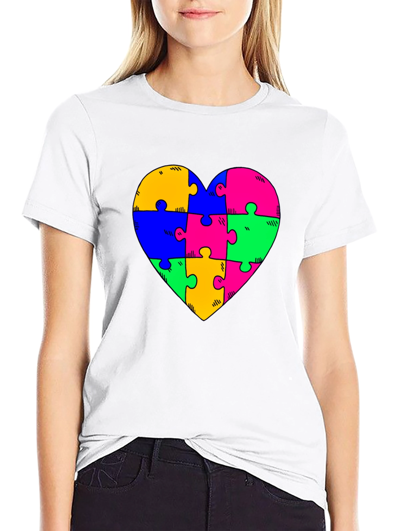 Autism Awareness Heart Puzzle Piece T-Shirt