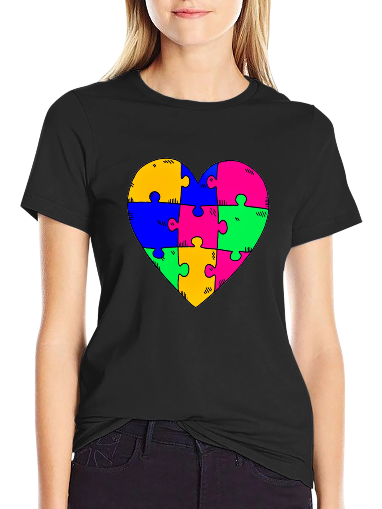 Autism Awareness Heart Puzzle Piece T-Shirt