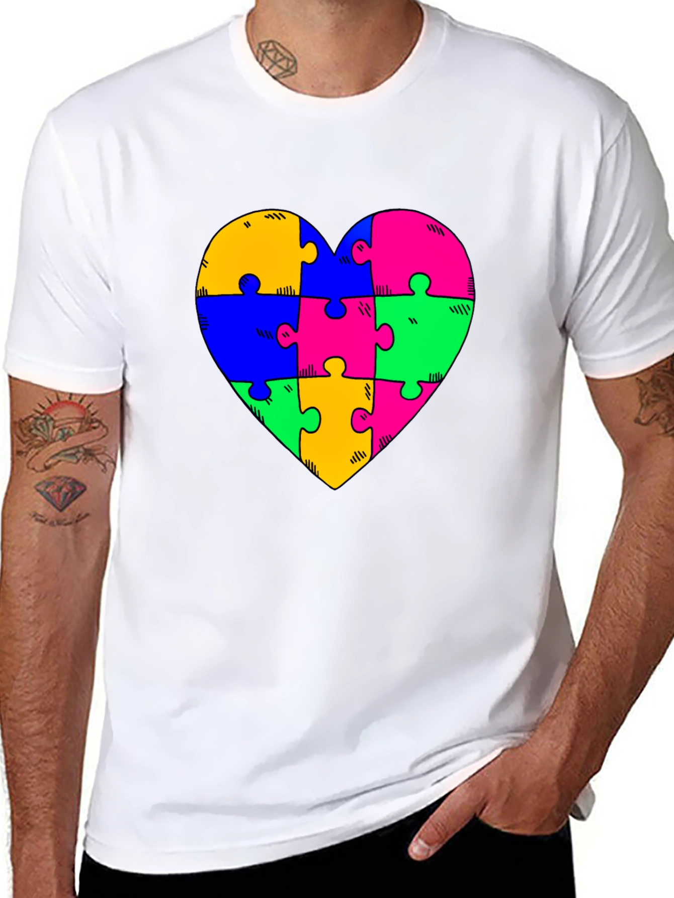Autism Awareness Heart Puzzle Piece T-Shirt