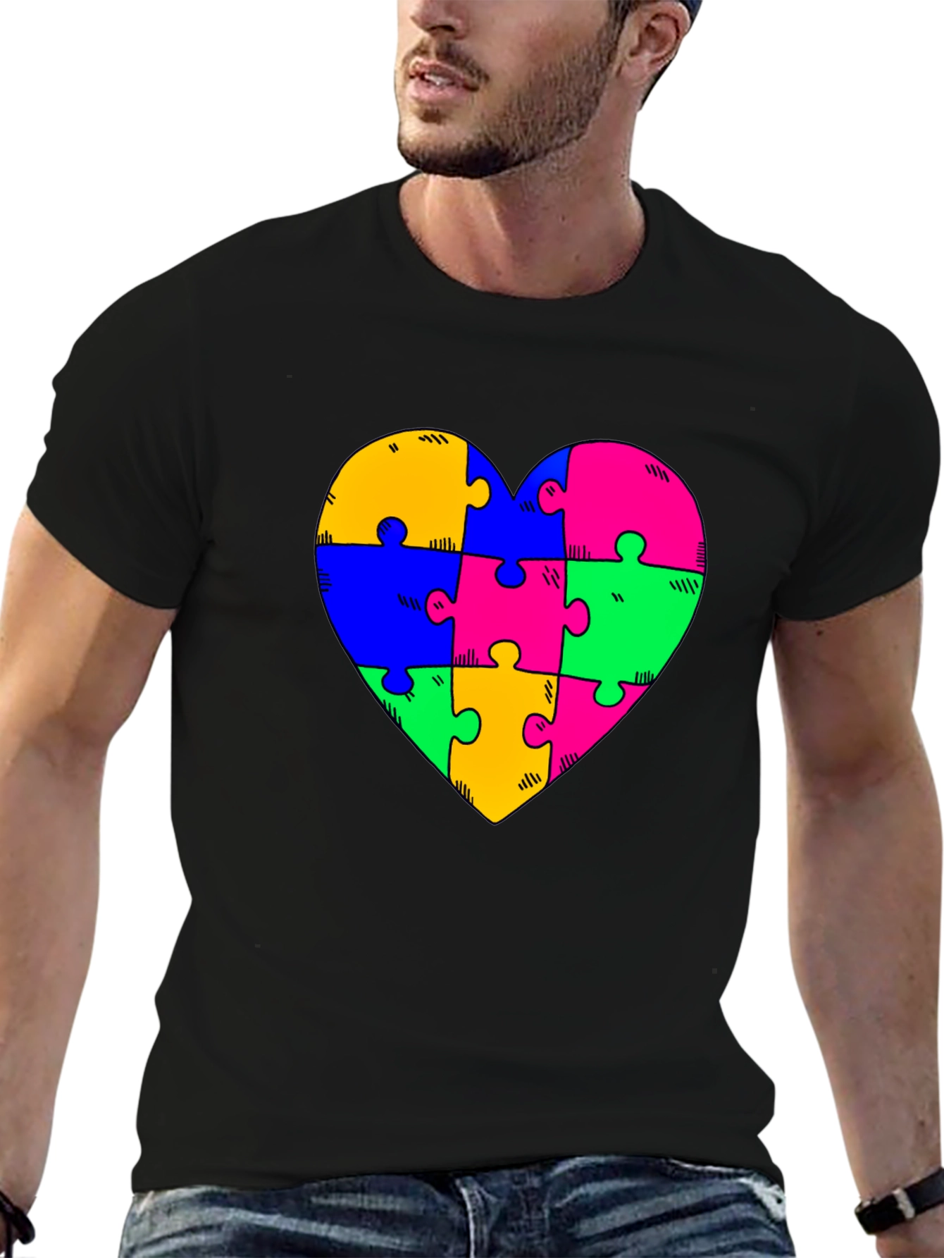 Autism Awareness Heart Puzzle Piece T-Shirt