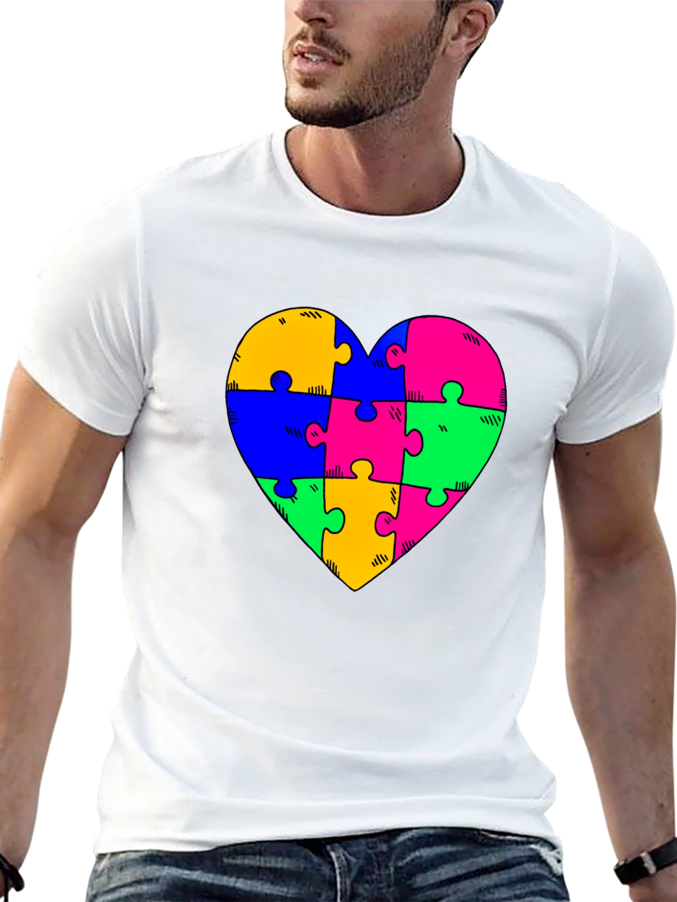 Autism Awareness Heart Puzzle Piece T-Shirt