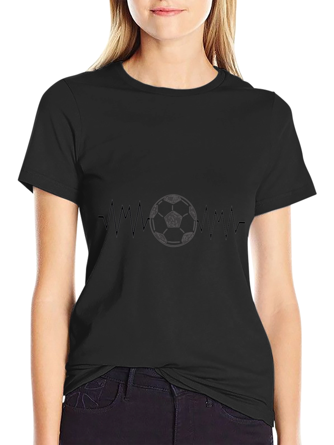 Soccer Heartbeat Graphic Tee - Black