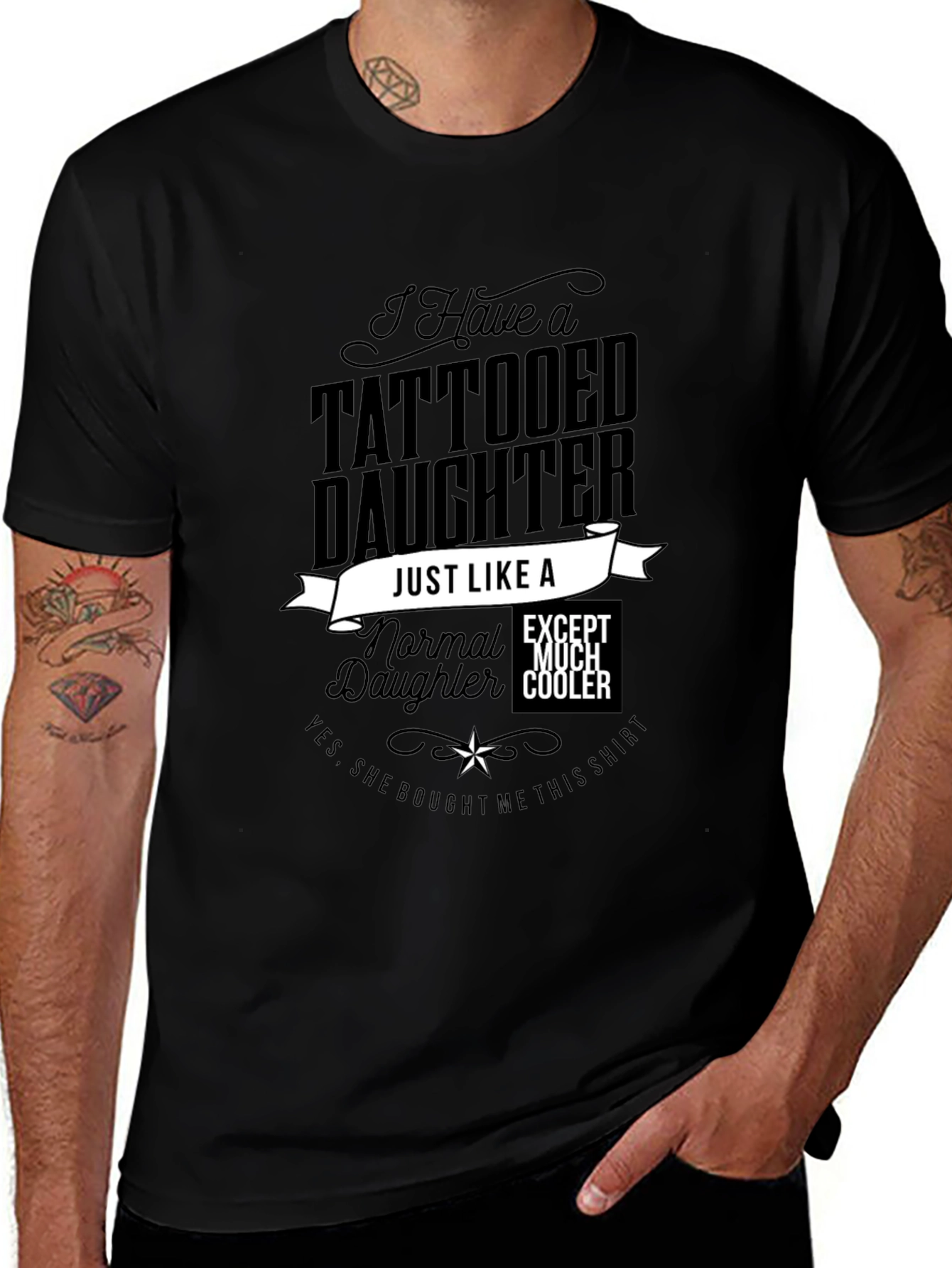 Tattooed Daughter Novelty Graphic T-Shirt