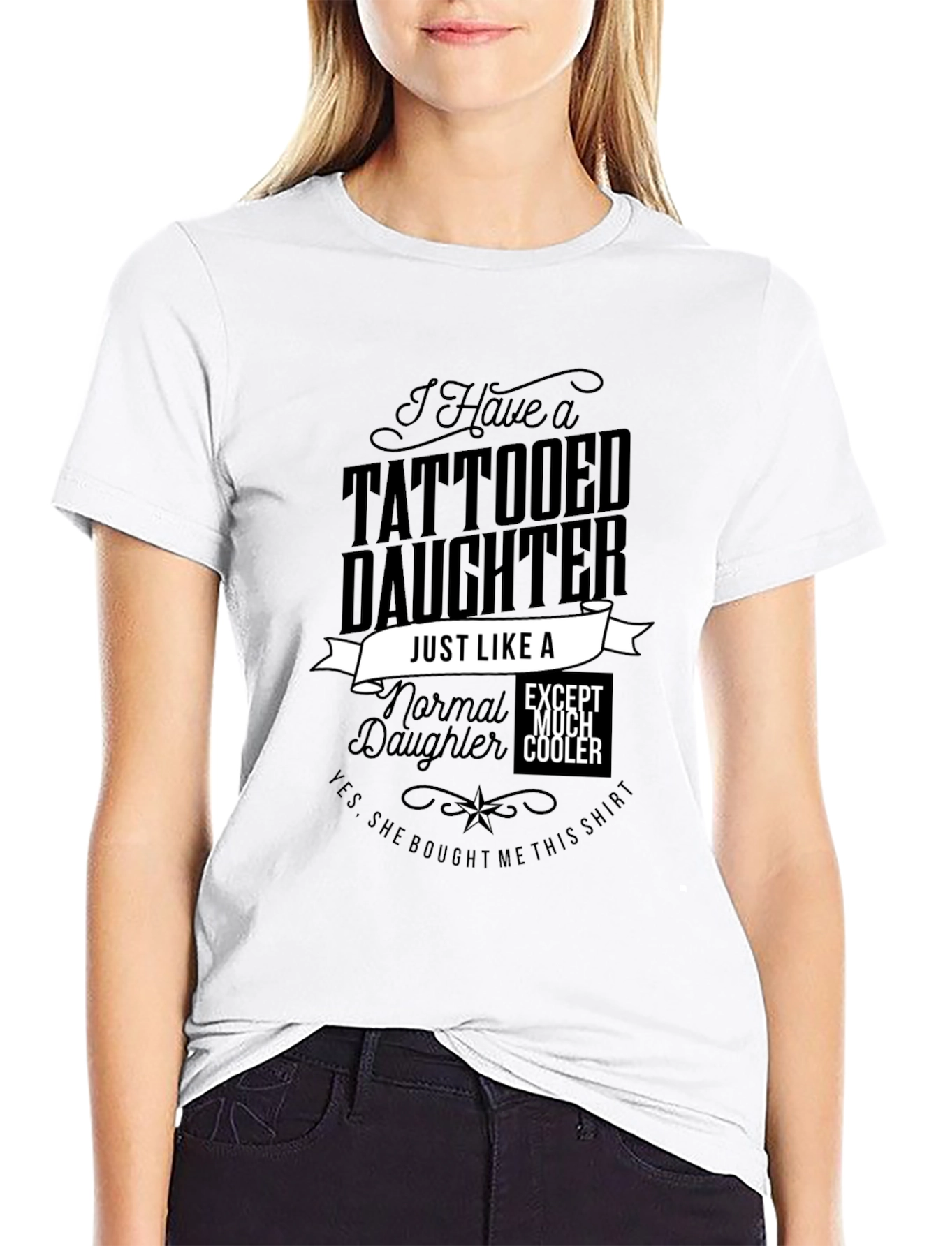 Tattooed Daughter Novelty Graphic T-Shirt