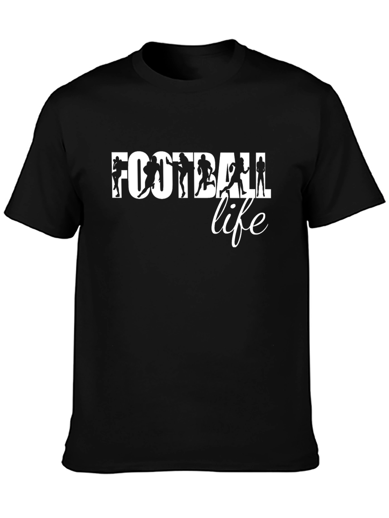 Football Life Graphic Tee - Black Cotton T-Shirt