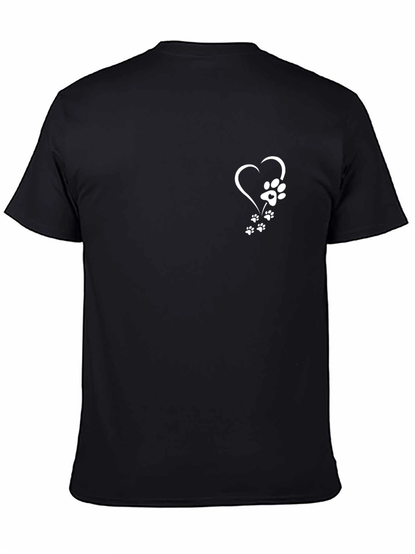Heart Paw Print Graphic Tee - Mens Black T-Shirt