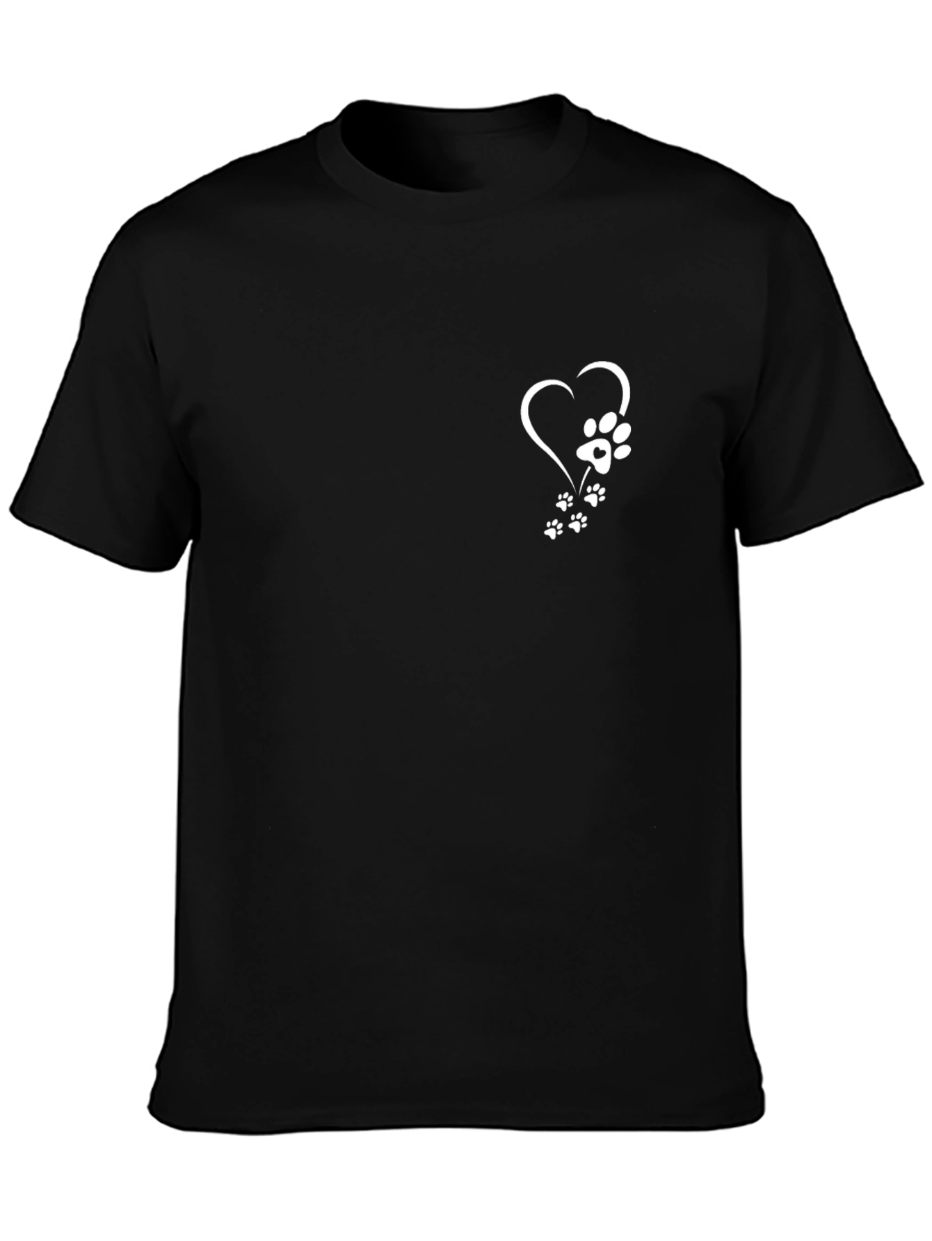 Heart Paw Print Graphic Tee - Mens Black T-Shirt