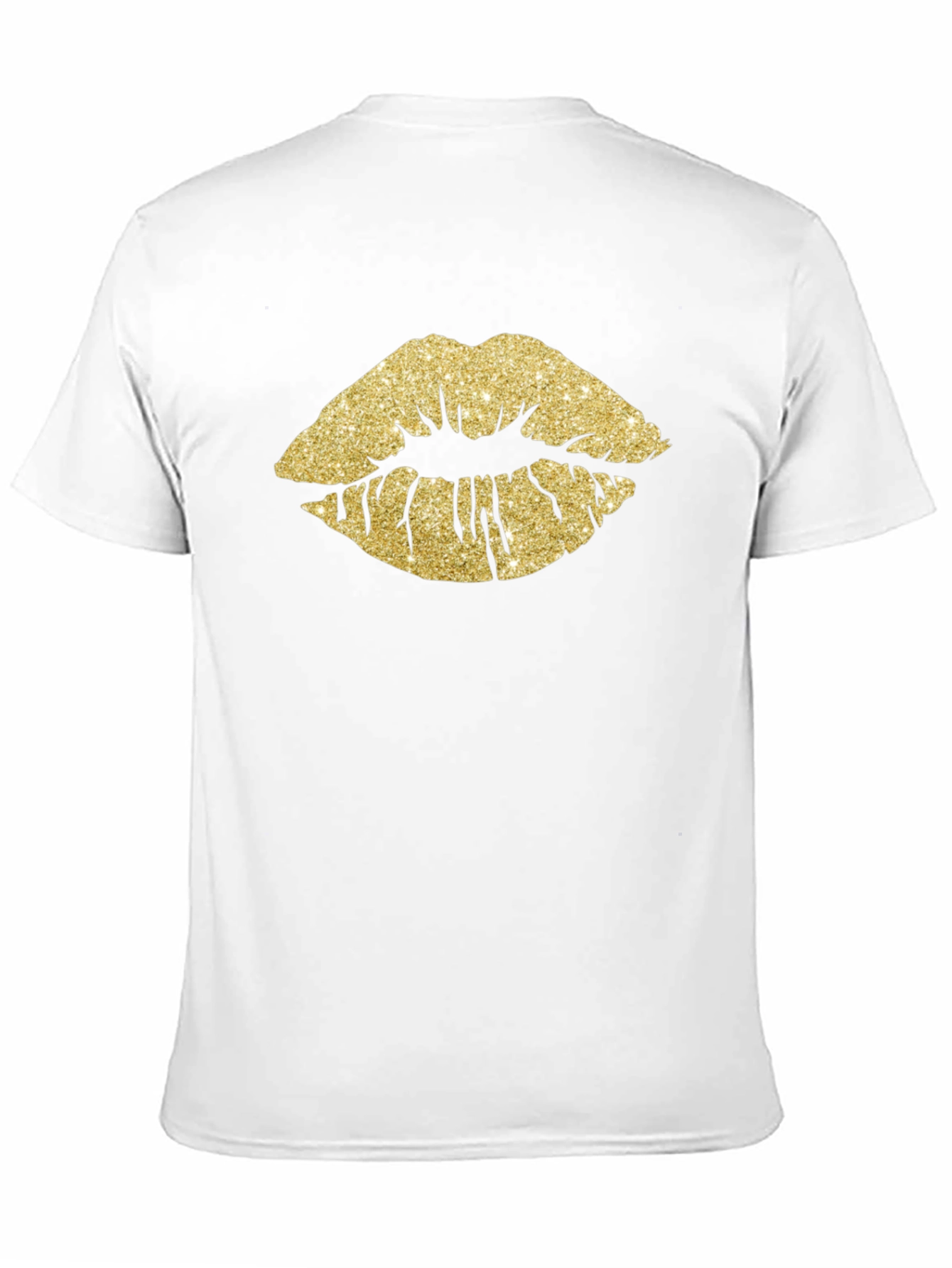 Gold Glitter Lips Graphic Tee - Stylish Black T-Shirt