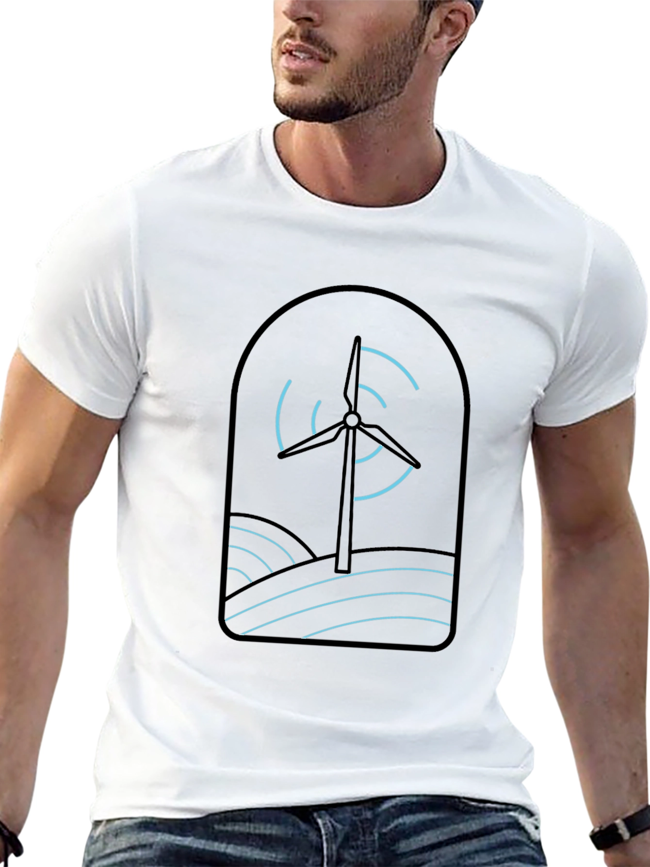 Eco Windmill Graphic Tee - Black Cotton