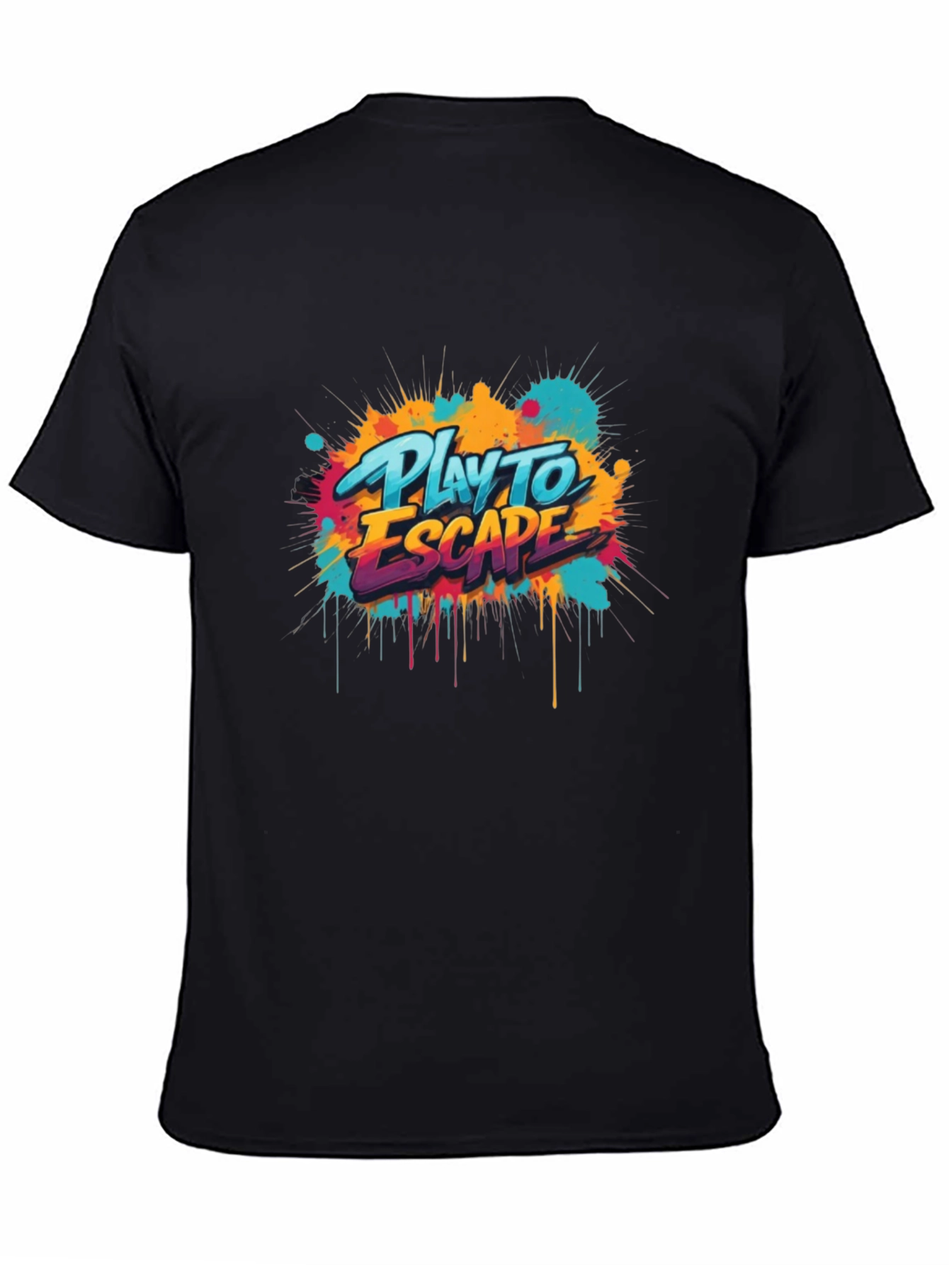 Play to Escape Graphic Tee - Black Crewneck T-Shirt