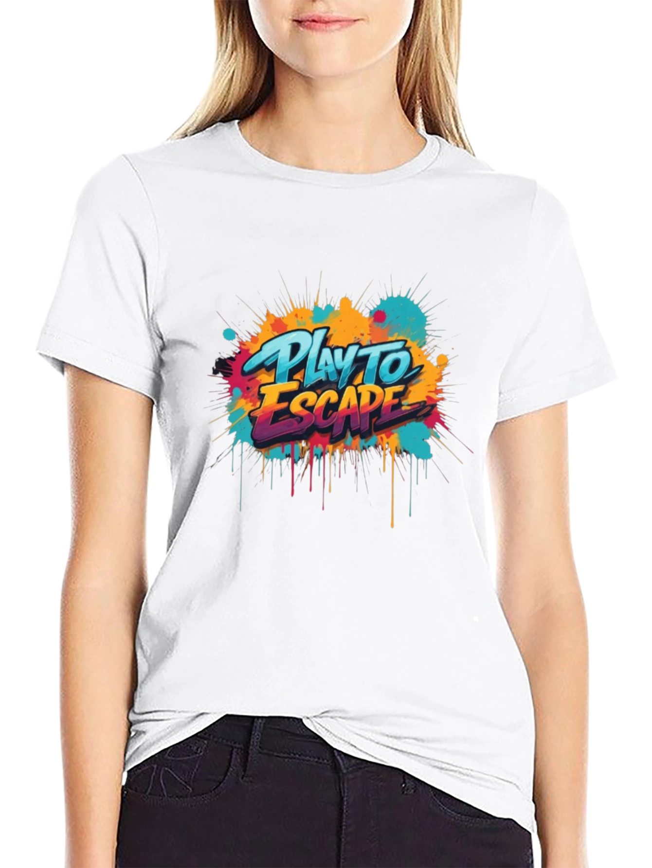 Play to Escape Graphic Tee - Black Crewneck T-Shirt