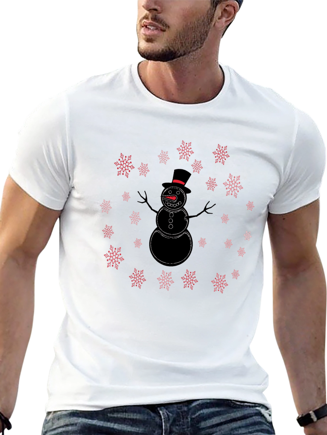 Snowman Snowflake Graphic Tee - Holiday Festive Style