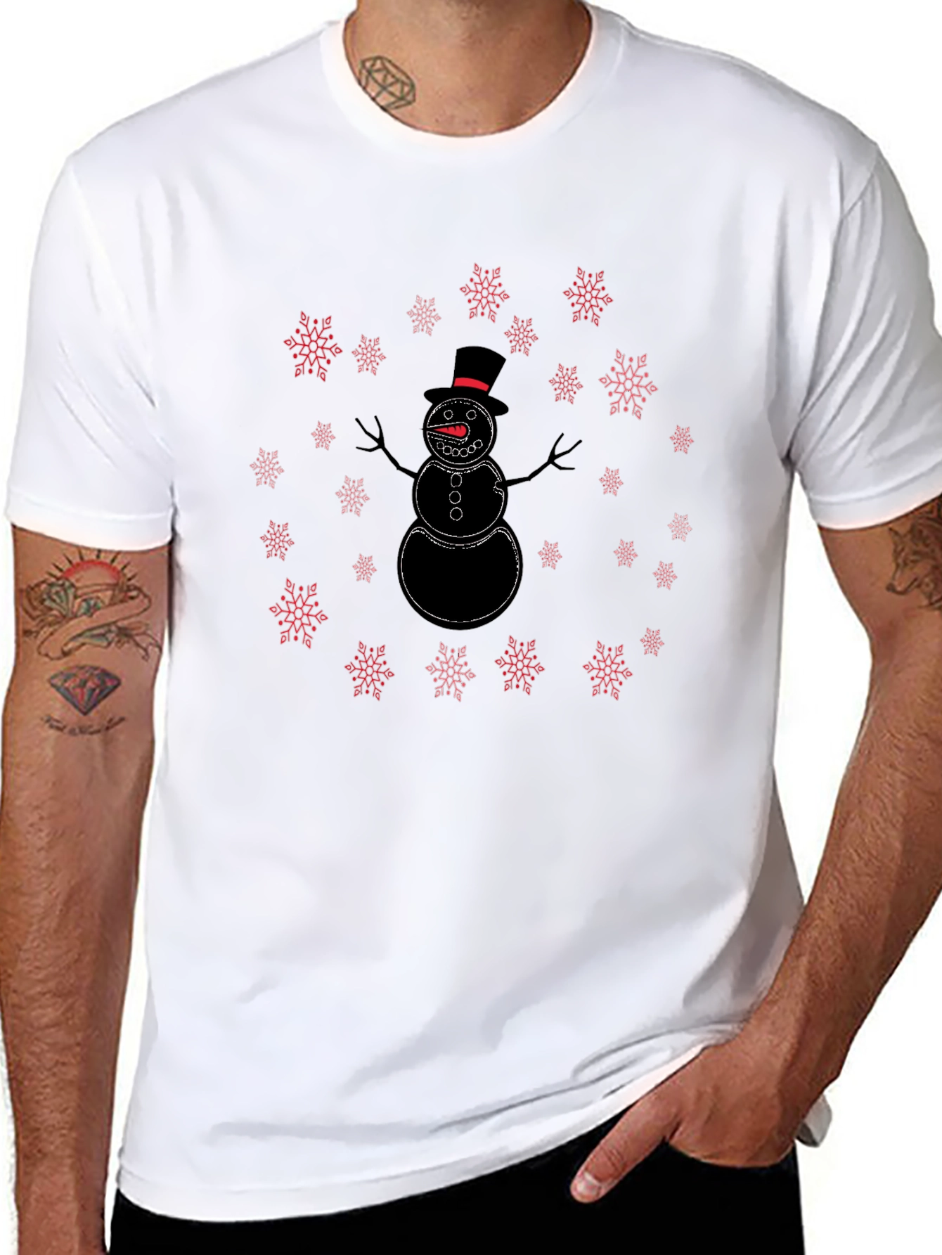 Snowman Snowflake Graphic Tee - Holiday Festive Style