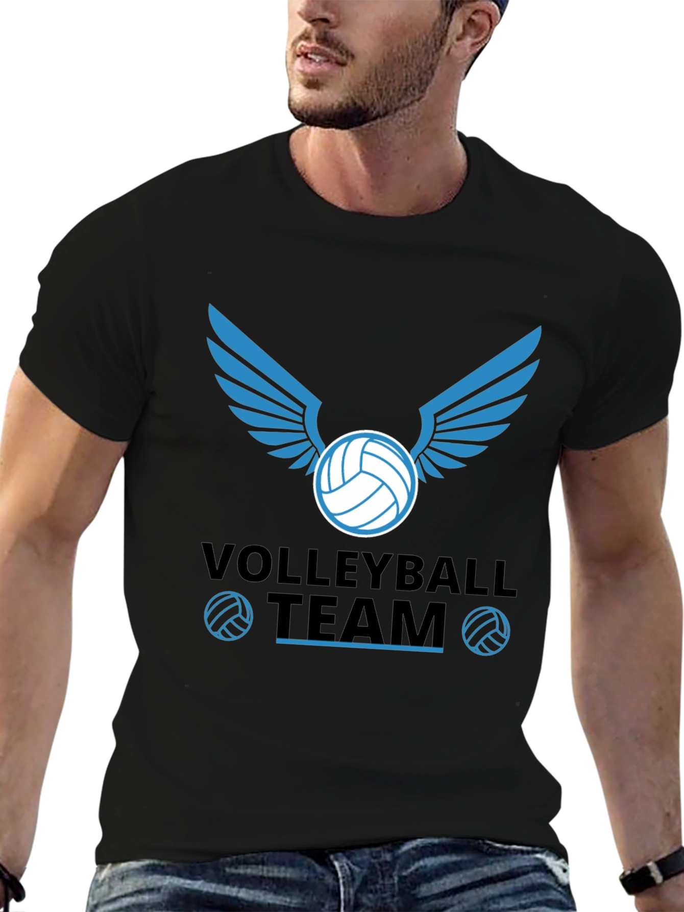 Volleyball Team Graphic Tee - Black