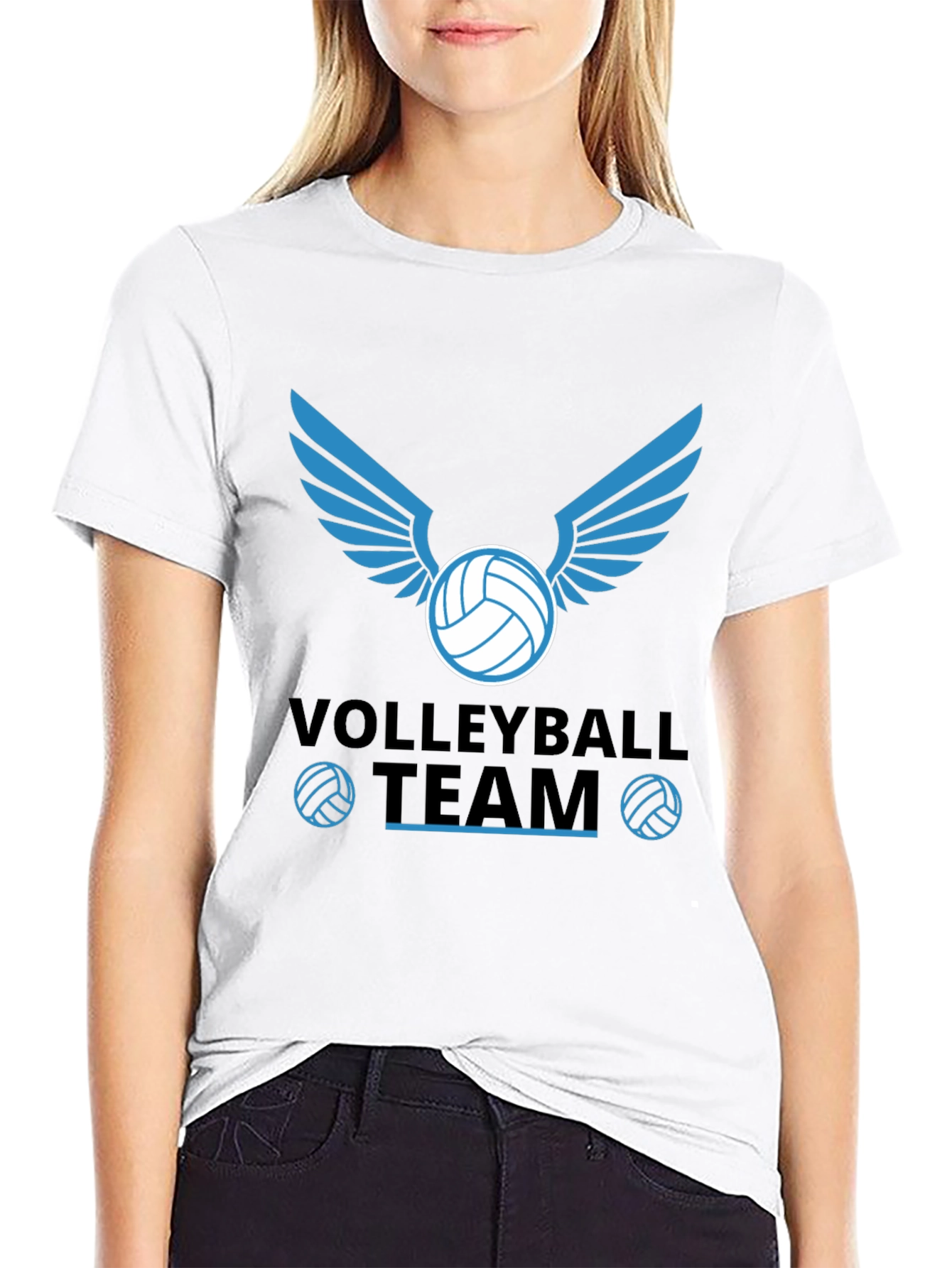 Volleyball Team Graphic Tee - Black