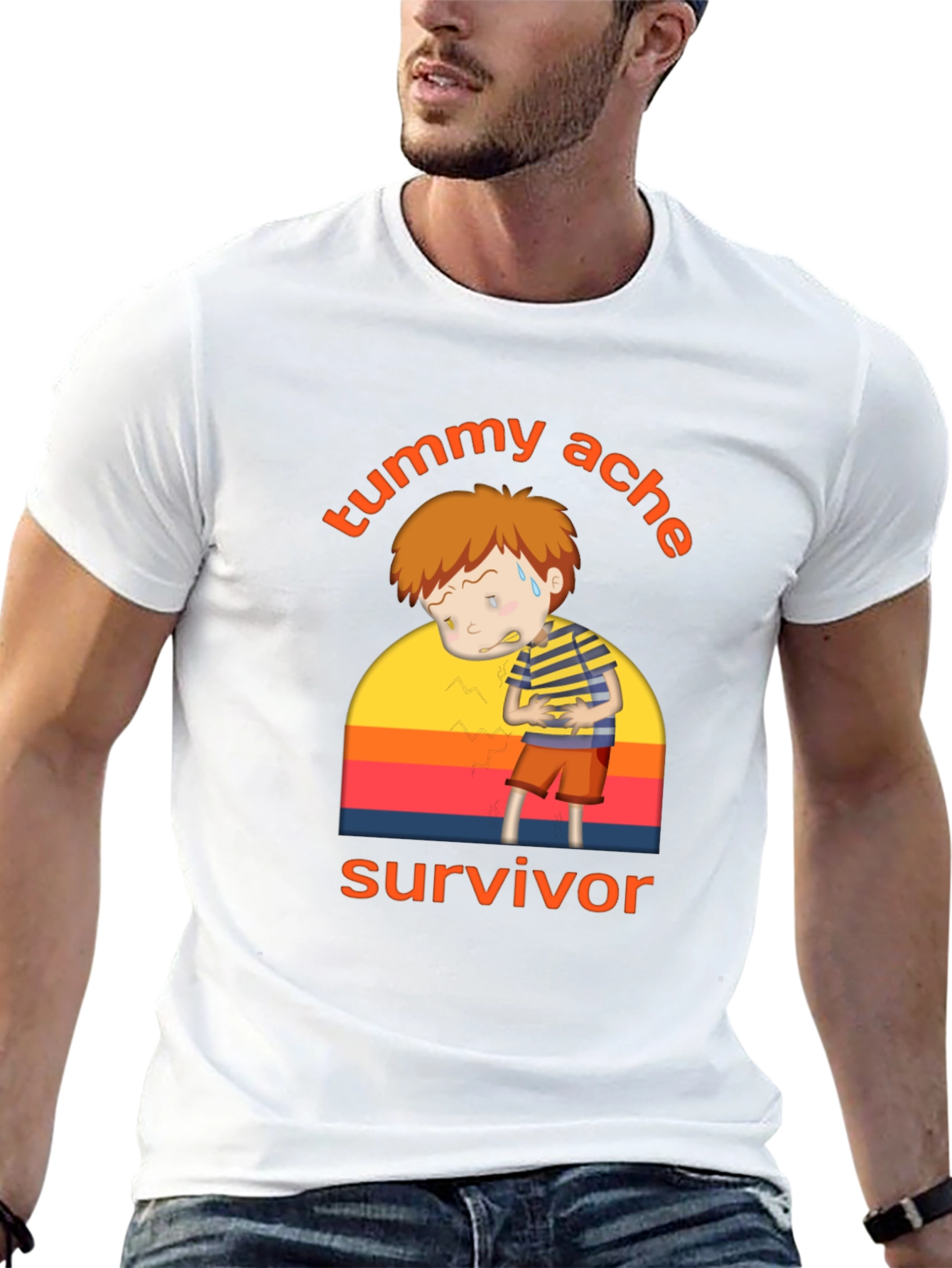 Tummy Ache Survivor T-Shirt - Funny Cartoon Design