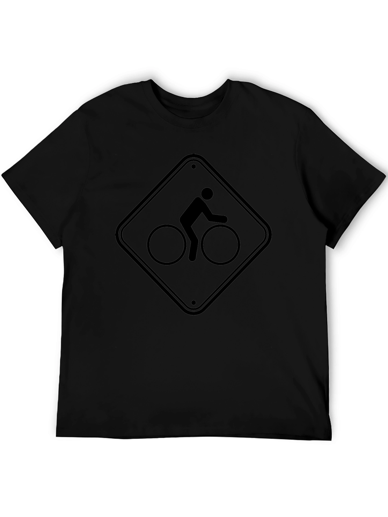 Bicycle Sign Graphic Tee - Black Cotton Comfort