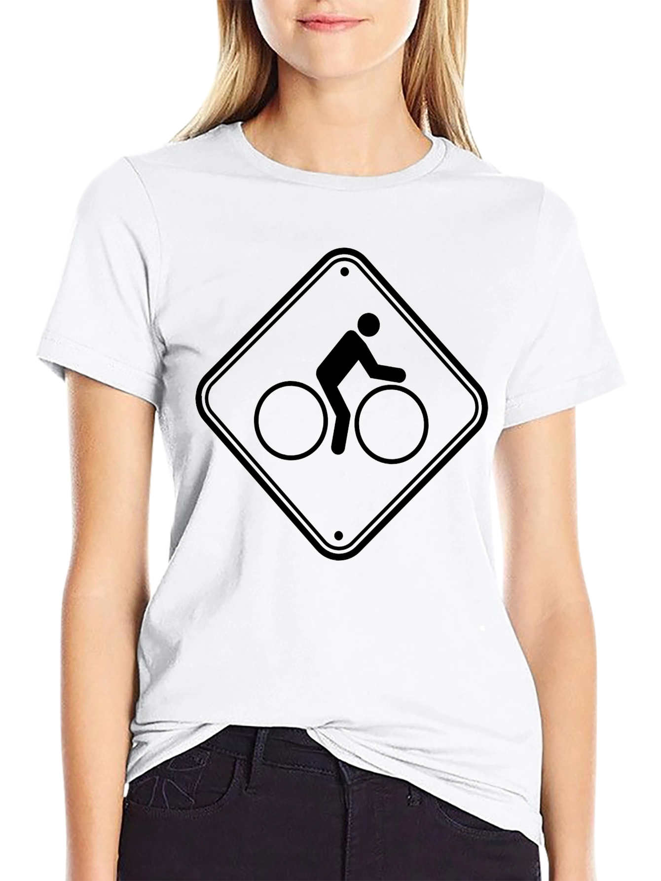 Bicycle Sign Graphic Tee - Black Cotton Comfort