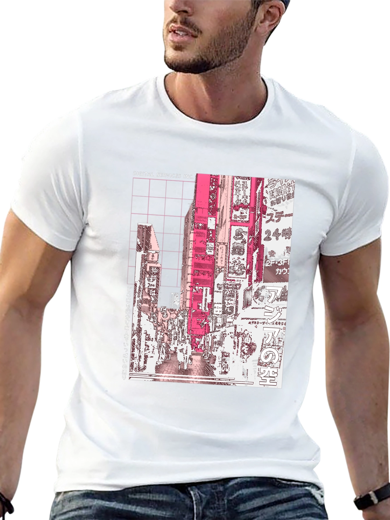 Digital Services Inc. Anime Cityscape Black Tee