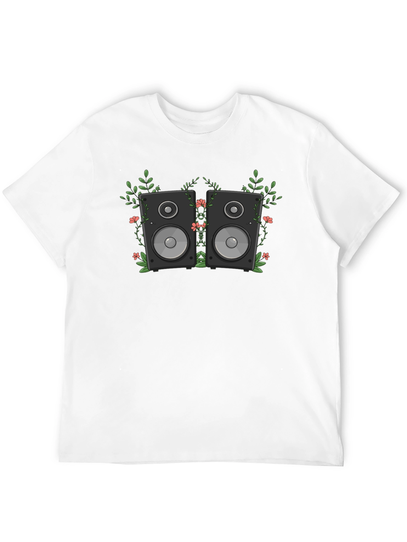 Floral Speakers Graphic Black T-Shirt