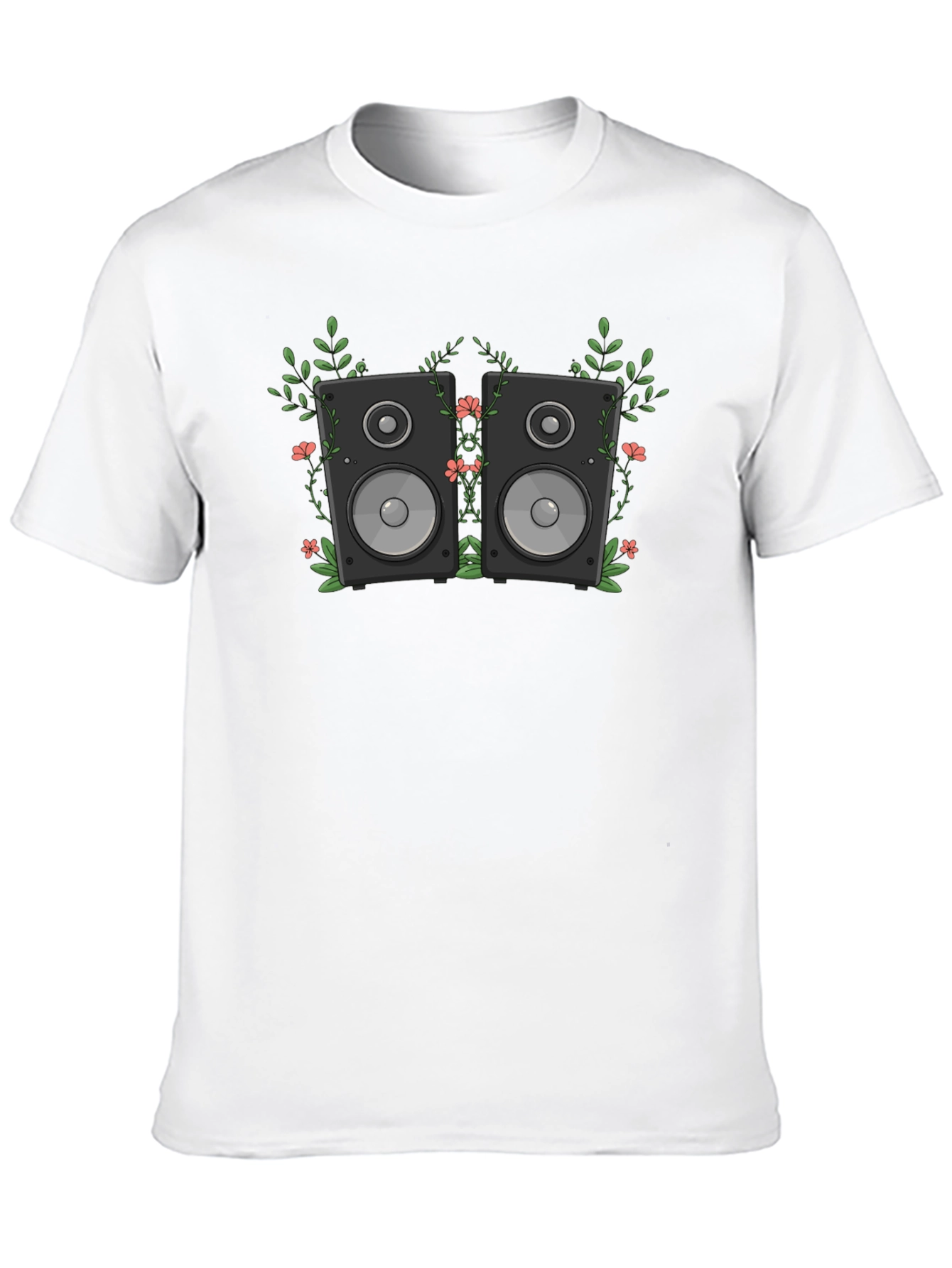 Floral Speakers Graphic Black T-Shirt