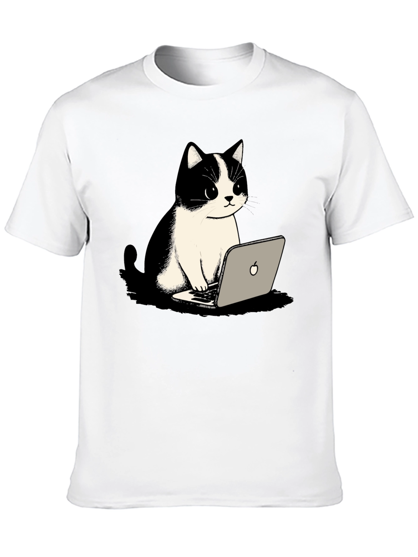 Cat on Laptop Graphic T-Shirt - Cool & Quirky