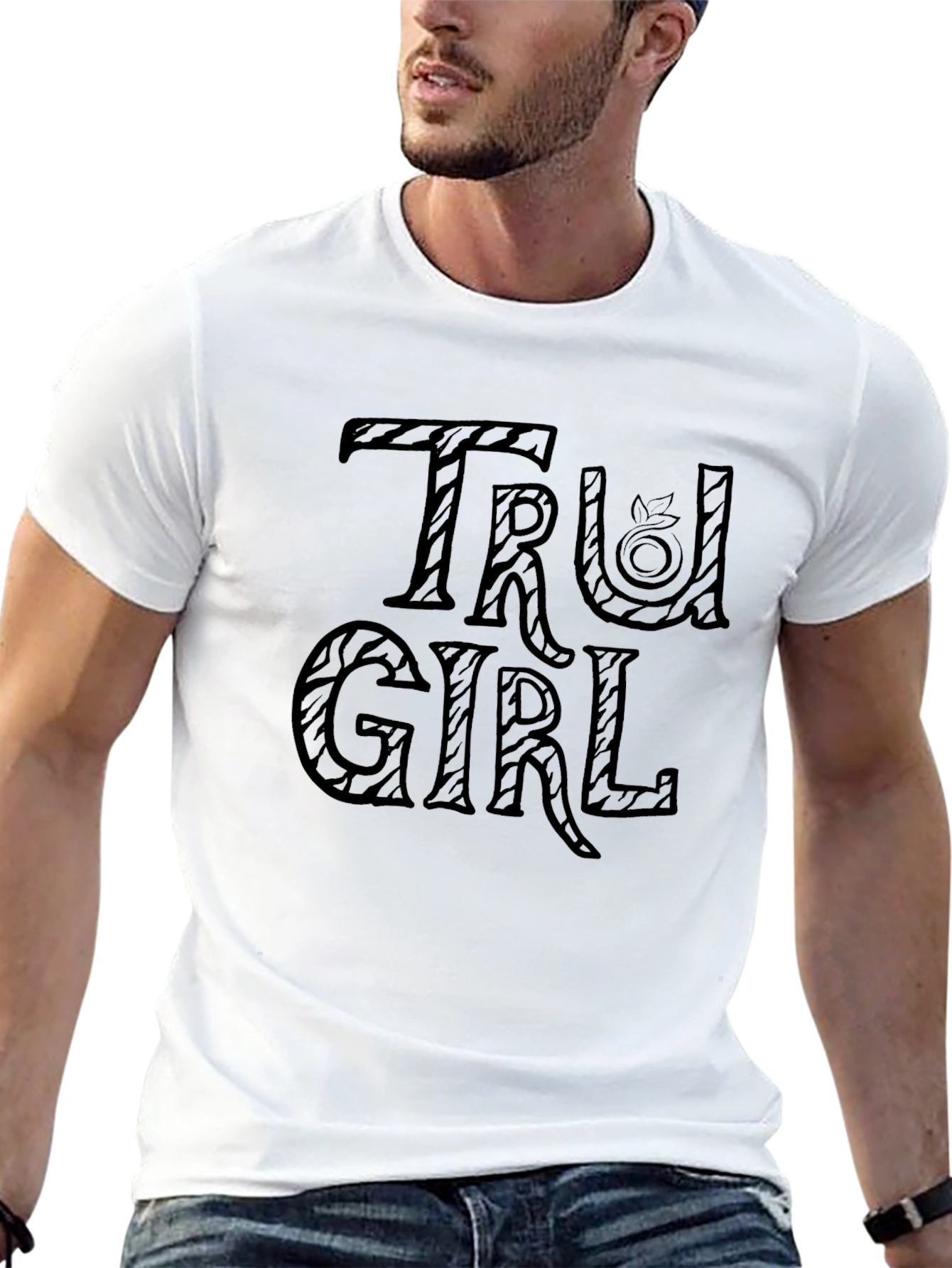 Tru Girl Peach Graphic Black T-Shirt