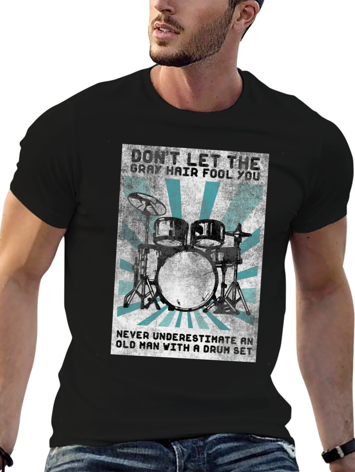 Drum Set T-Shirt: Gray Hair Fool You Tee