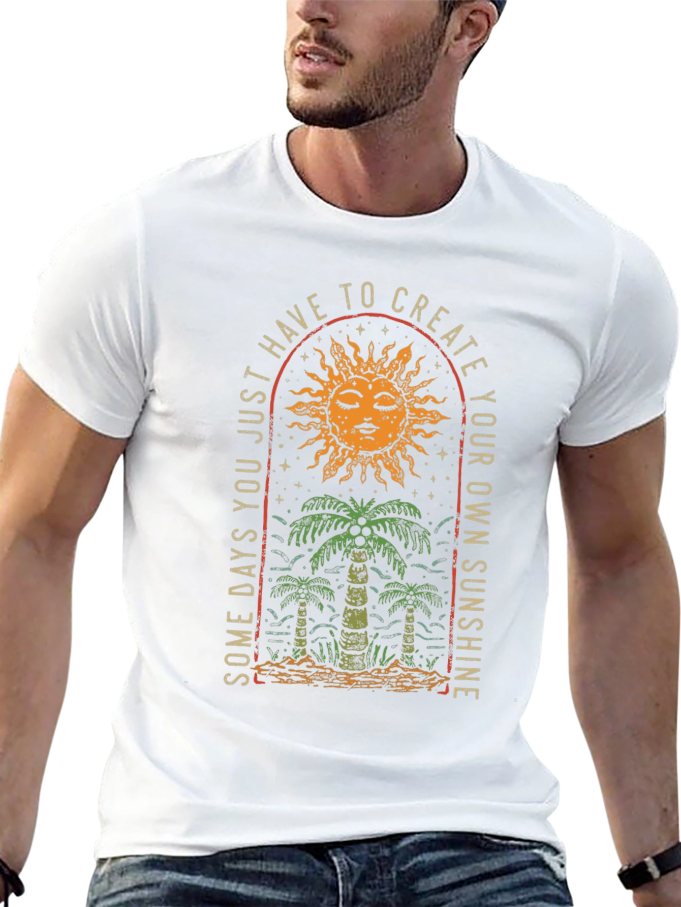 Sun & Palm Graphic Tee: Create Your Sunshine