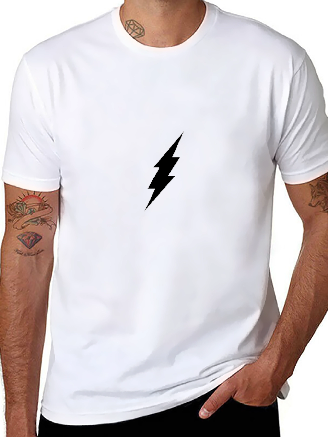 Black Lightning Bolt Graphic Tee - Modern Style