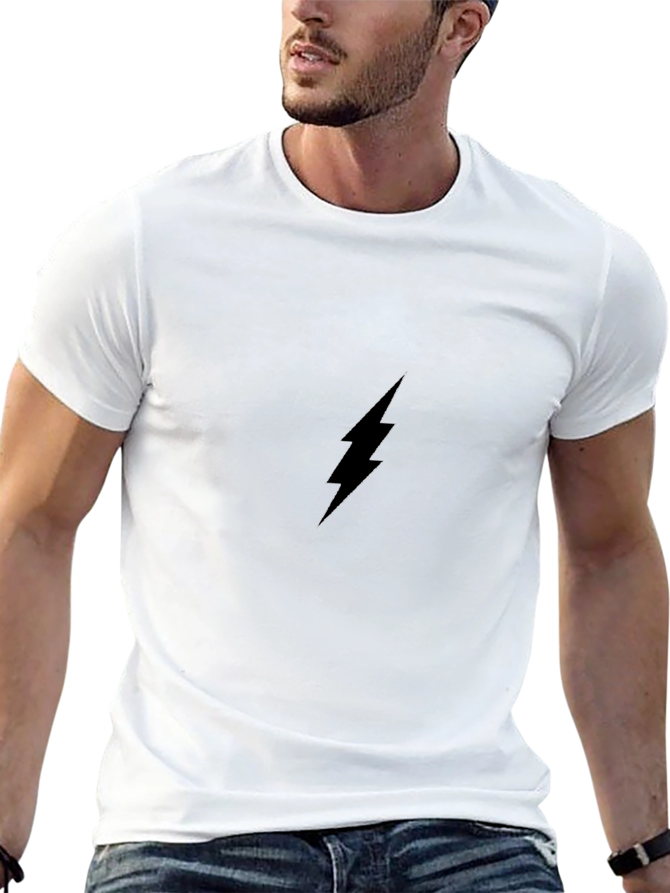 Black Lightning Bolt Graphic Tee - Modern Style