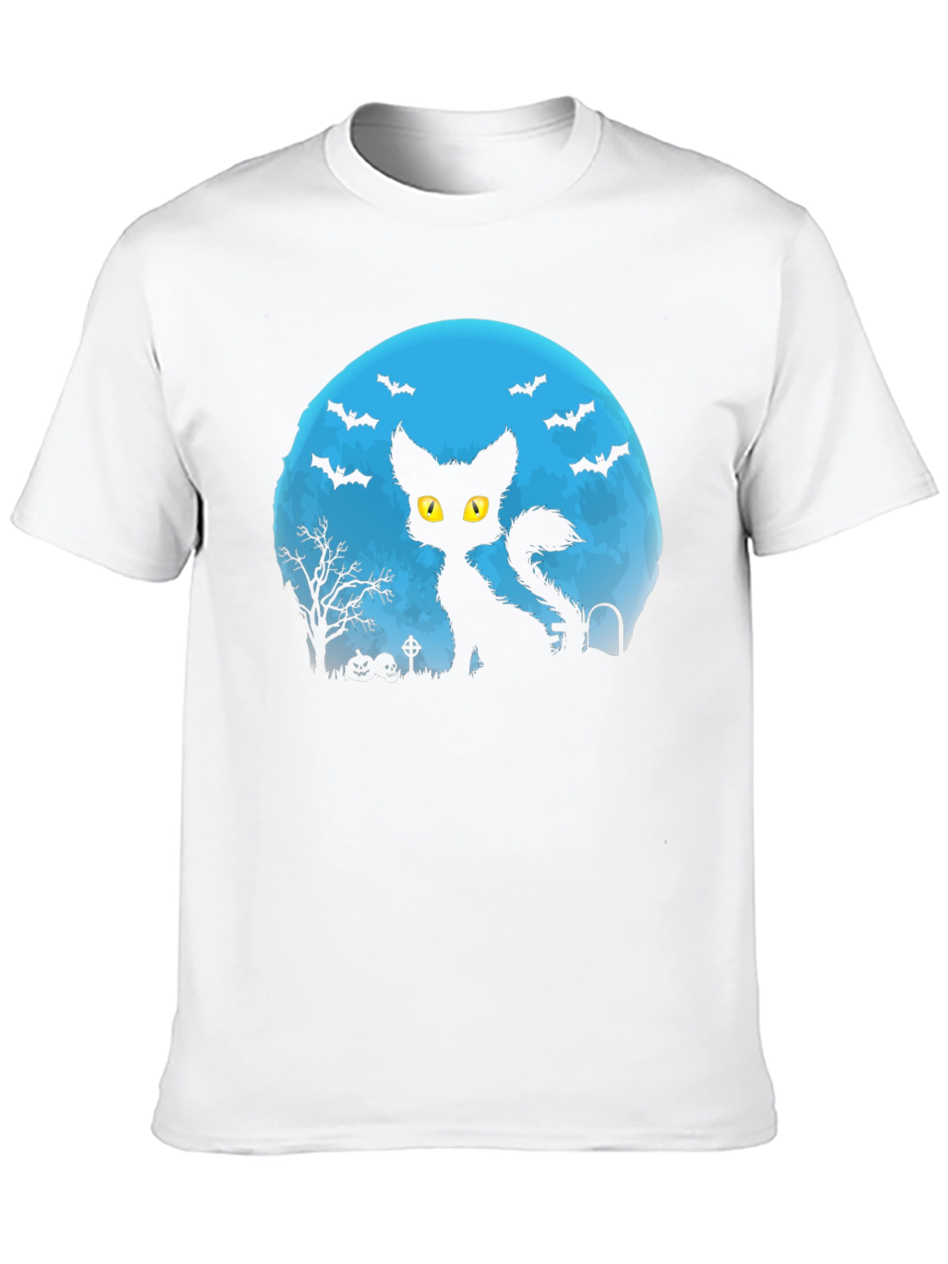 Halloween Cat Silhouette T-Shirt - Spooky Moon Design