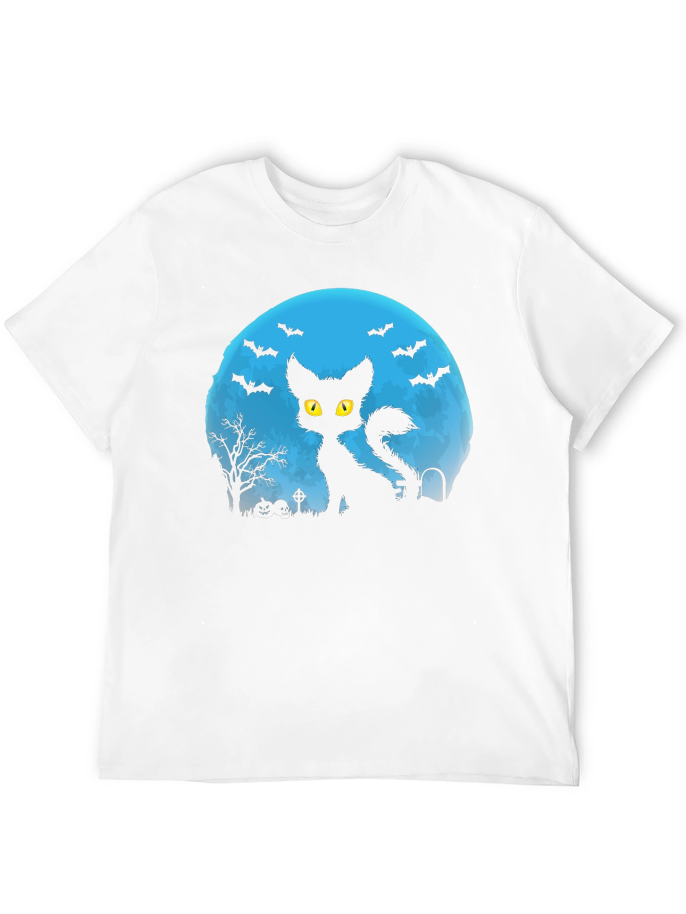 Halloween Cat Silhouette T-Shirt - Spooky Moon Design