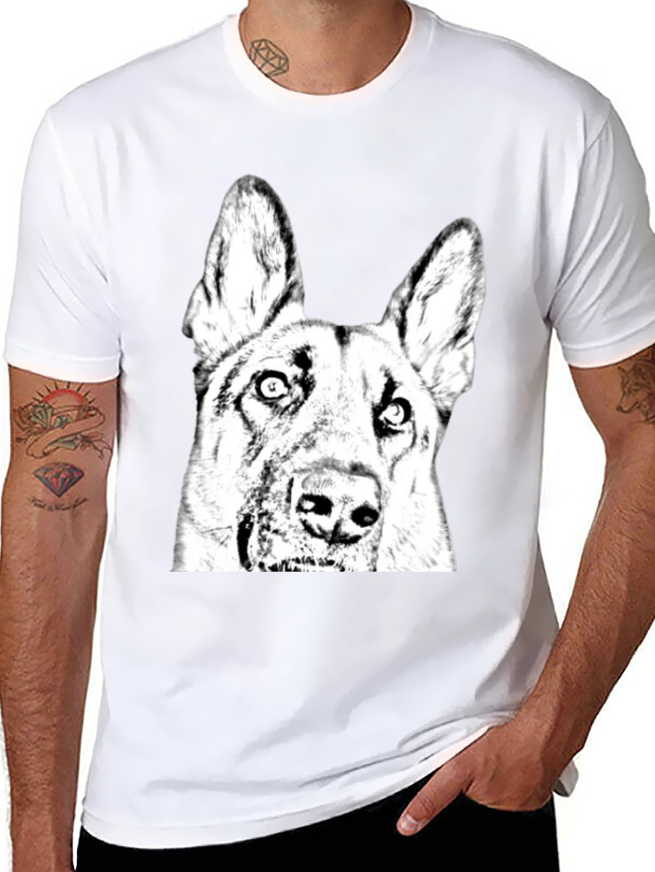 Dog Graphic Tee - Black Cotton Blend Comfort