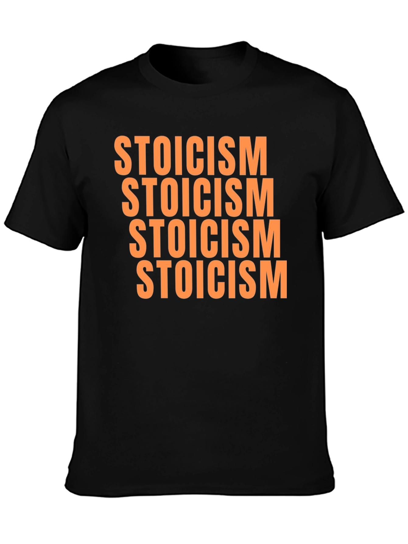 Stoicism T-Shirt - Black Repeated Text Design