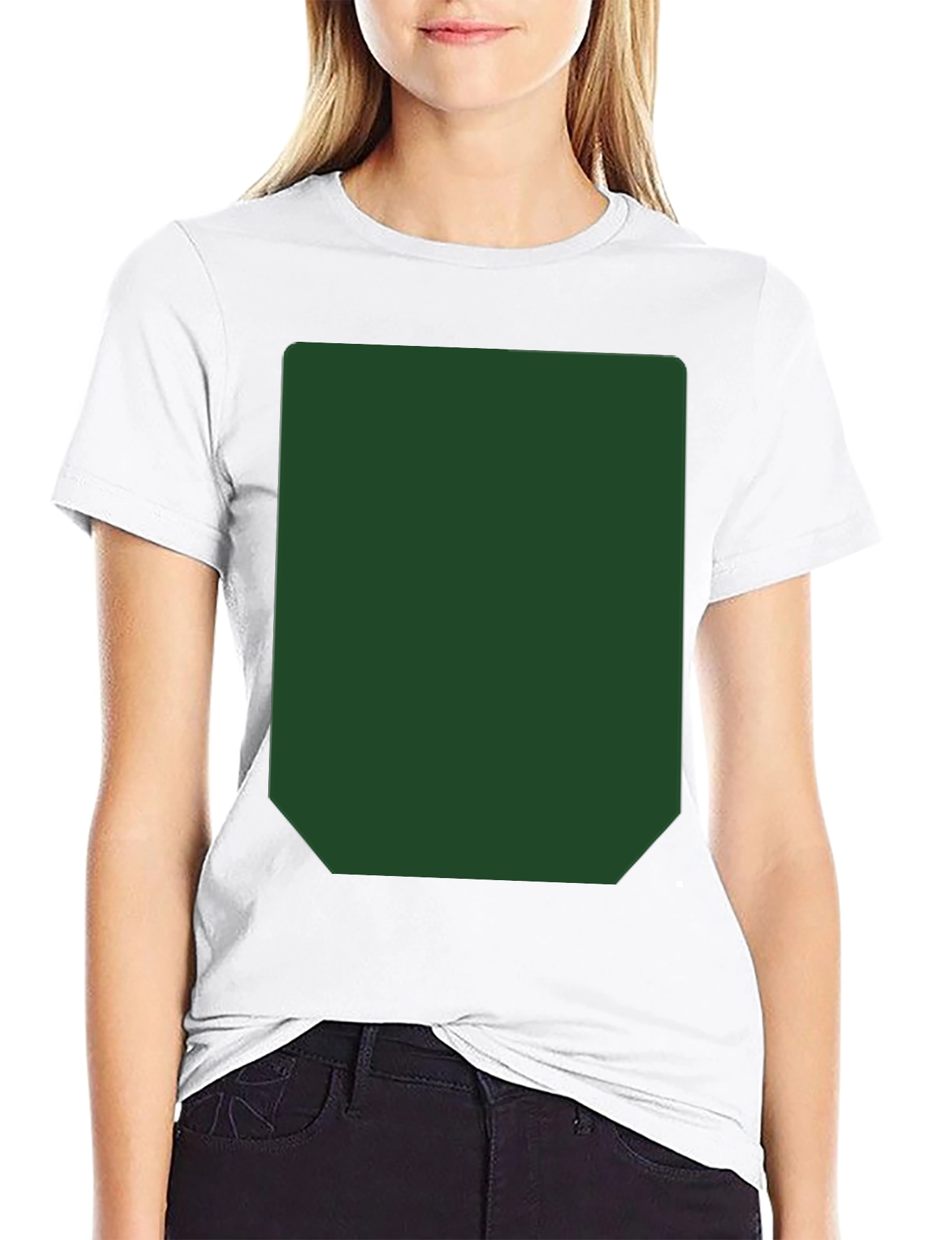 Black Short Sleeve T-Shirt with Green Rectangle