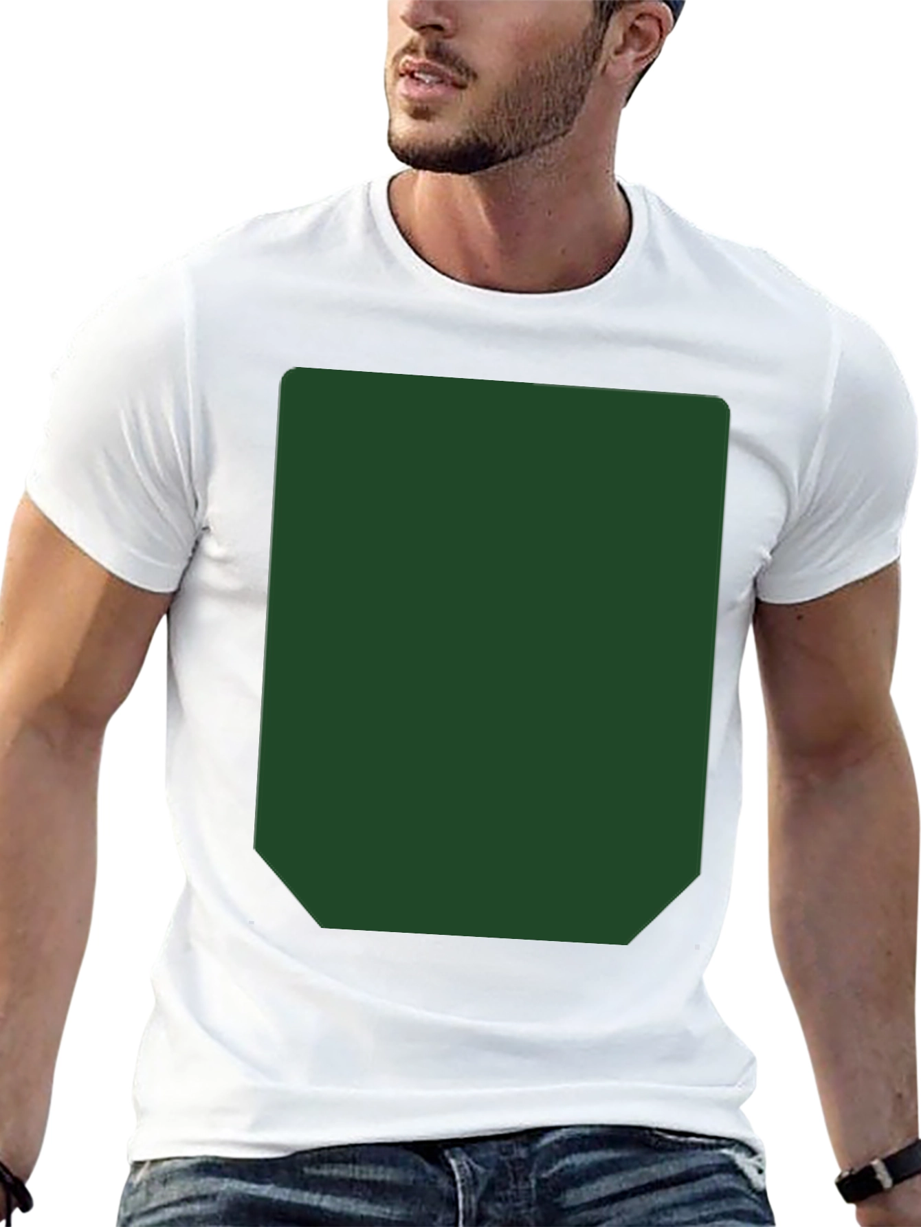 Black Short Sleeve T-Shirt with Green Rectangle