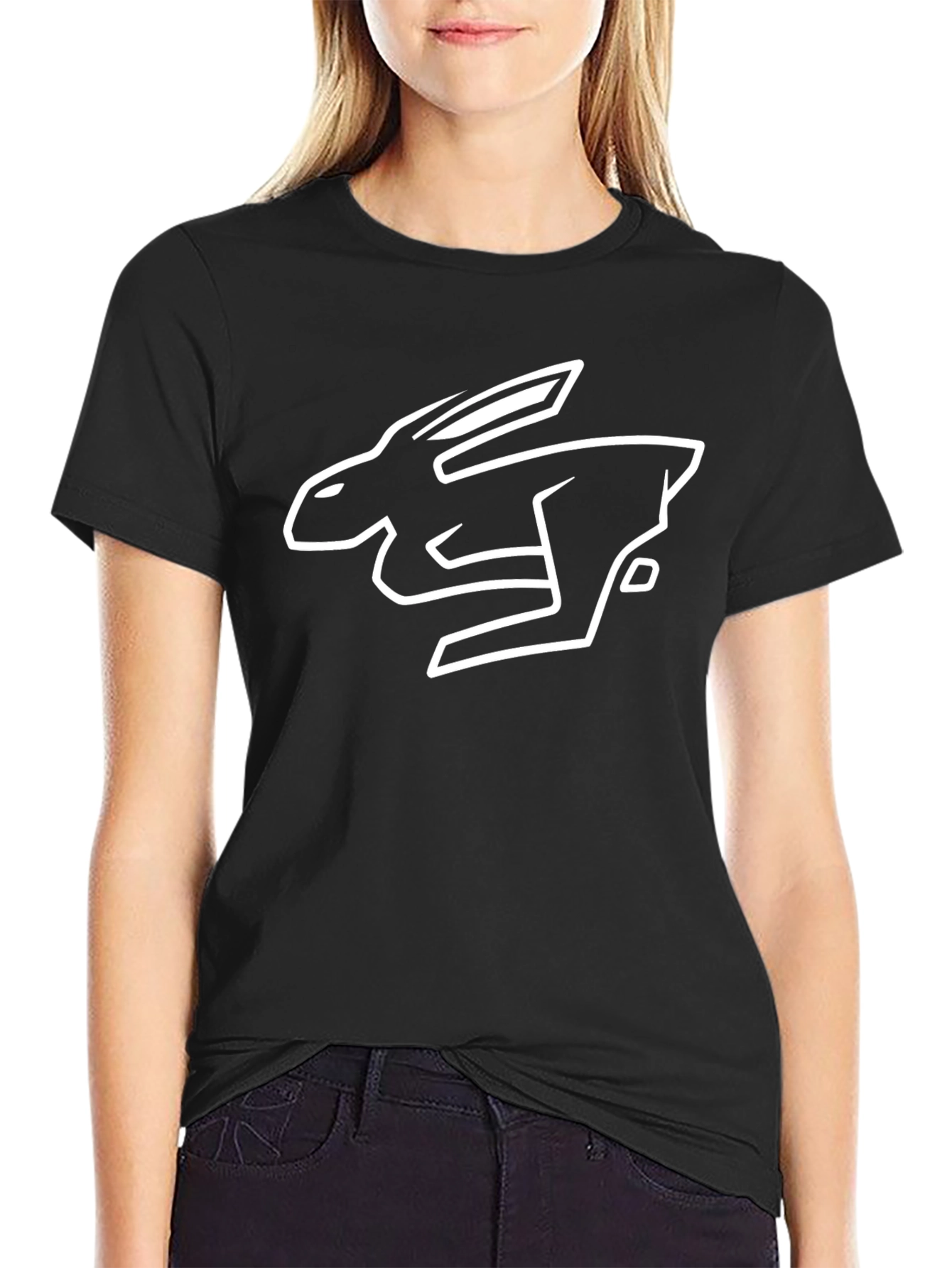 Rabbit Graphic Tee - Black Cotton T-Shirt