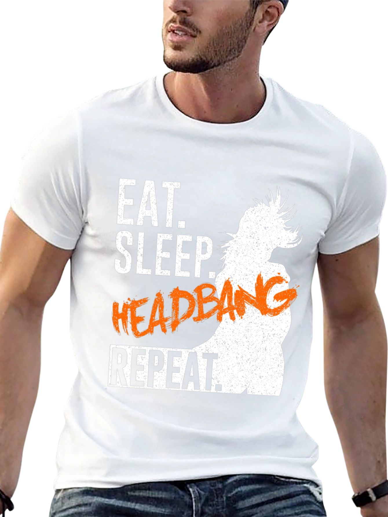 Eat Sleep Headbang Repeat Black Graphic T-Shirt