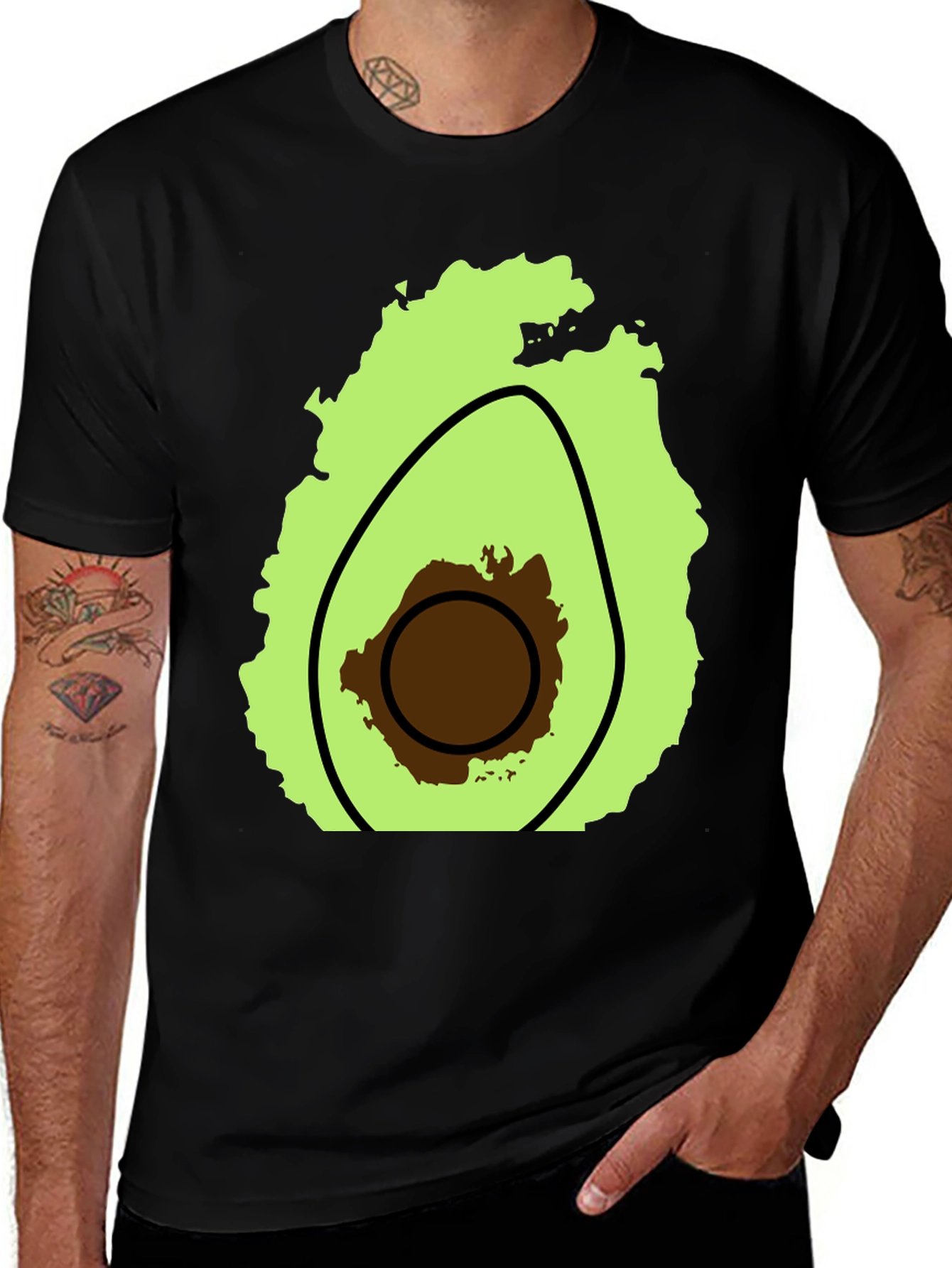 Avocado Graphic Black T-Shirt - Casual Comfort
