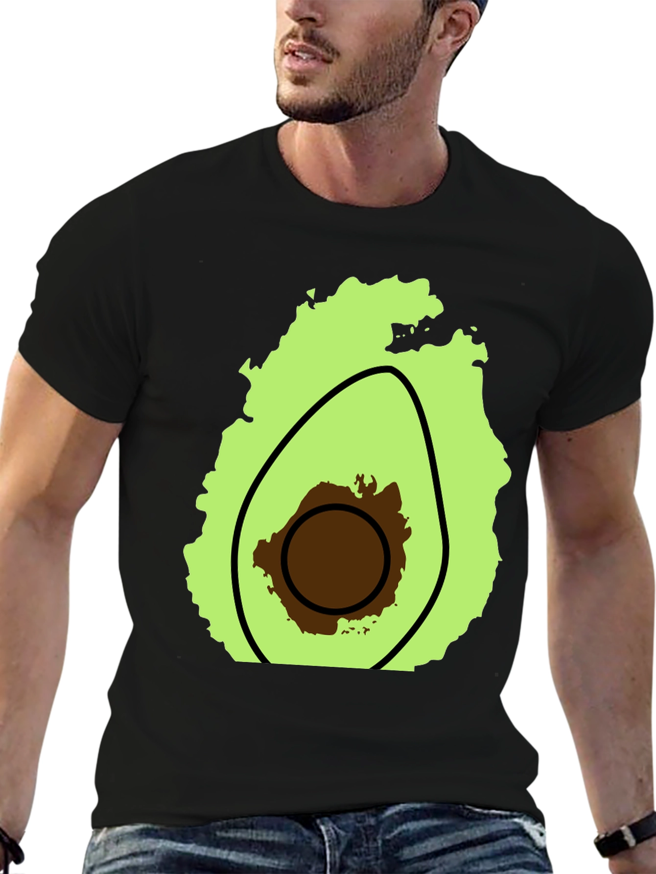 Avocado Graphic Black T-Shirt - Casual Comfort