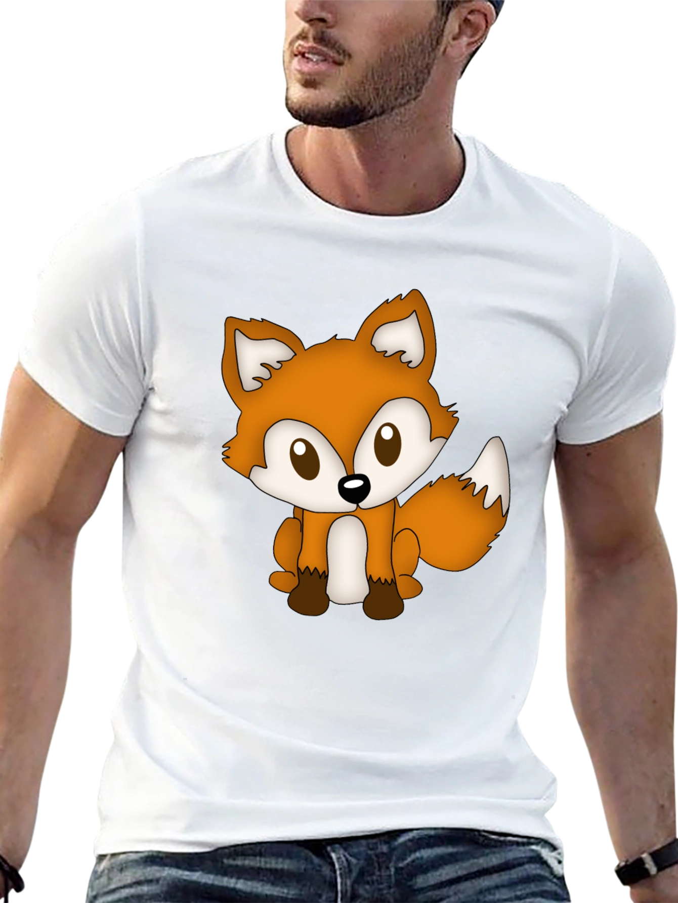 Cute Fox Graphic Tee - Soft Black T-Shirt