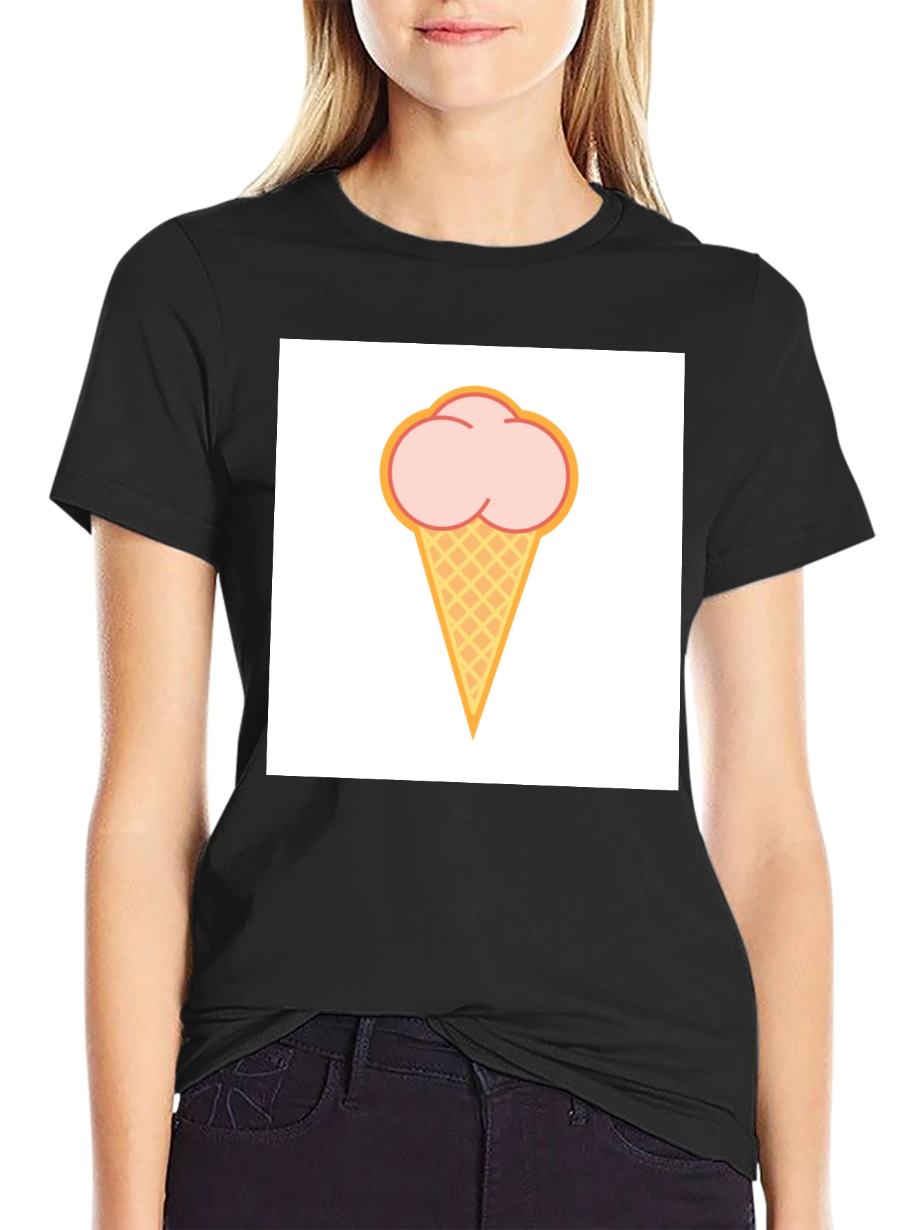 Ice Cream Graphic Black T-Shirt